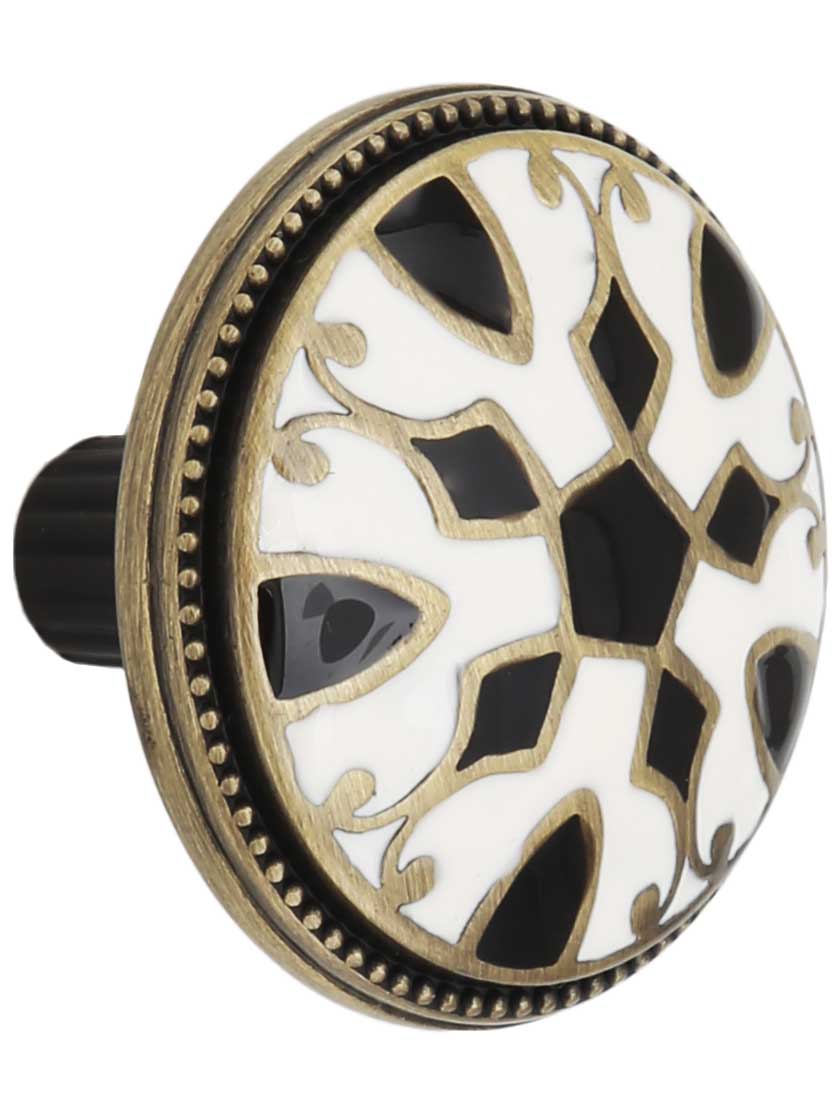 Canterbury Cabinet Knob - 1 1/2 inch Diameter in Black and White.